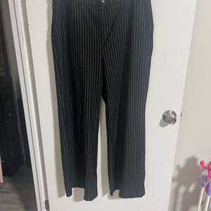Women's Black Pinstripe Trousers with Pockets